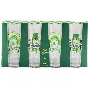 NEW Home Essentials Set of 4 St. Patrick's Day Glass Shot Glasses
